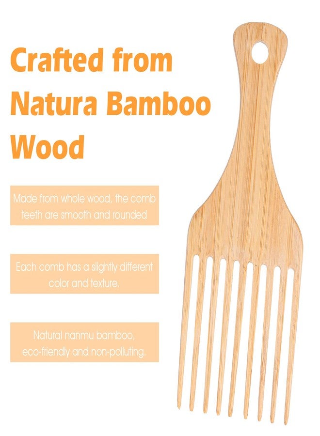 HaiFafafaing 4 Pcs Wooden Hair Picks for Curly Hair, Natural Afro Pick for Curly Hairs, Styling Combs for Thick Hairs and Beards Enhance Curl Definition and Volume (15.7cm) - Image 5